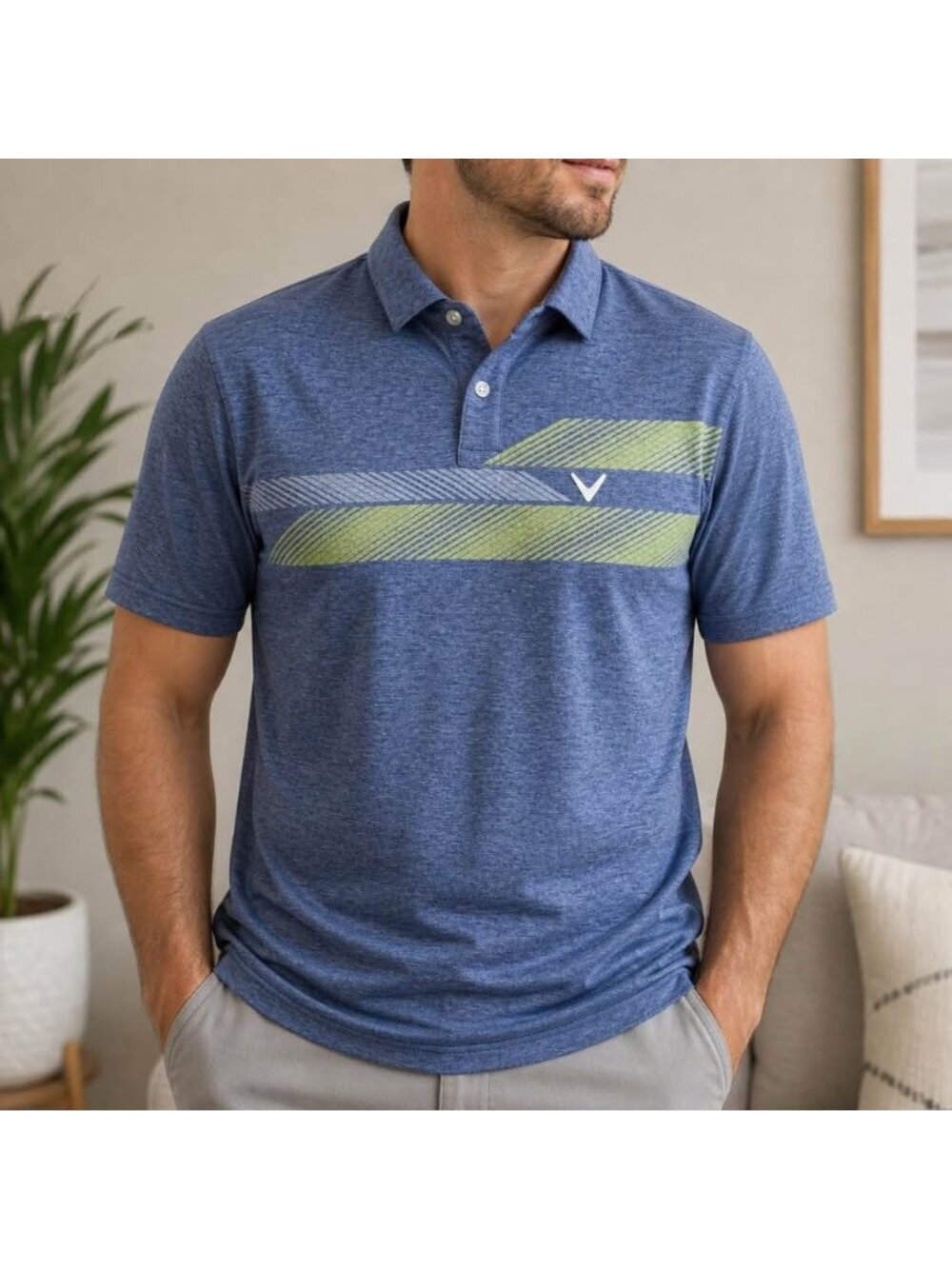 Men’s Callaway Golf Polo – Blue Stripe – Size Small